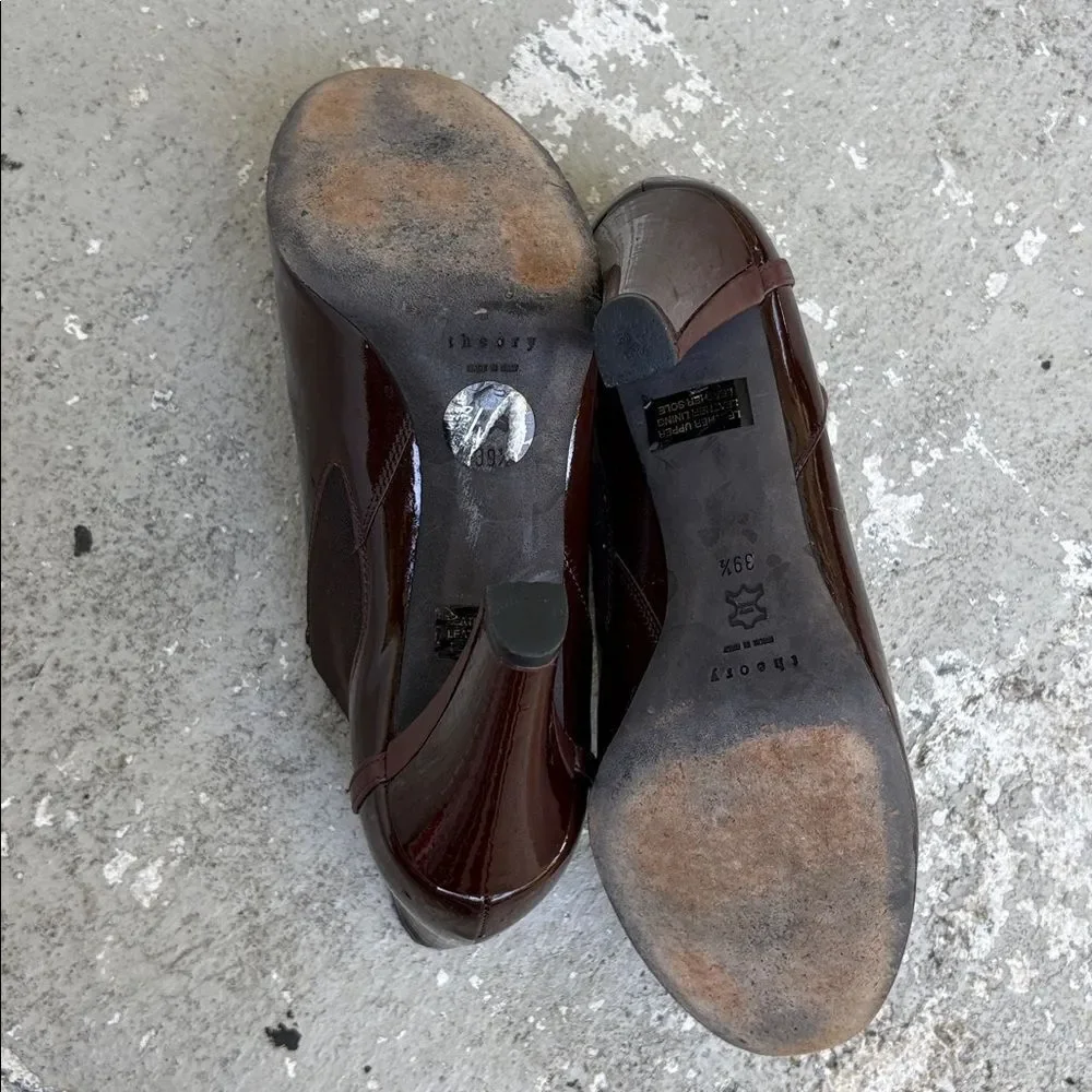 Theory patent leather booties